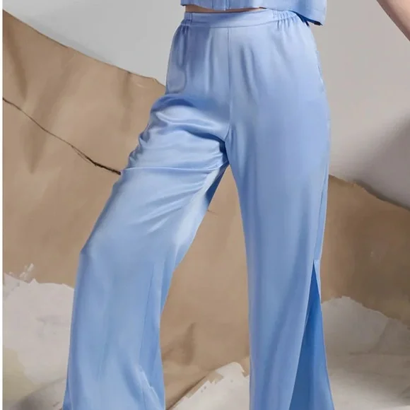 lunya good in bed blue silk pj pants sz s - Picture 2 of 9